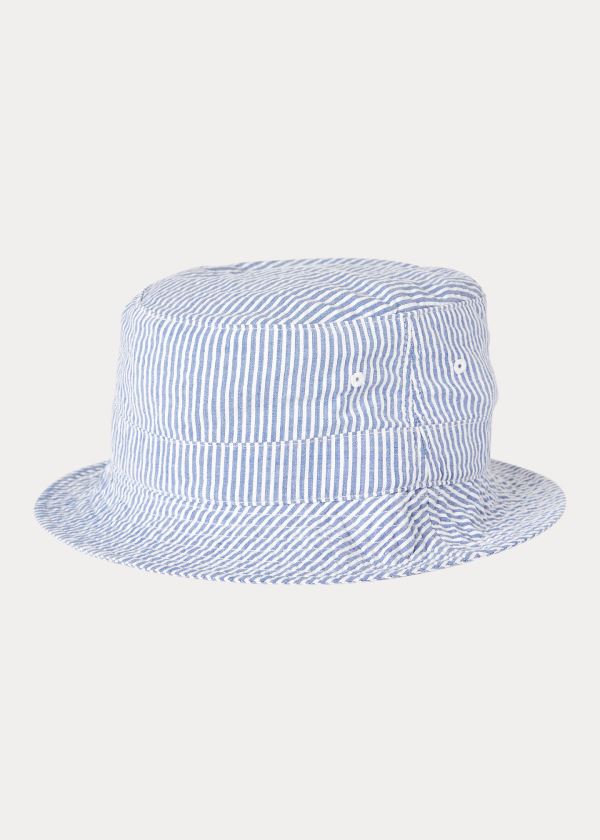 Polo Ralph Lauren Seersucker Bucket Hat Herre Danmark (UJPBS1605)